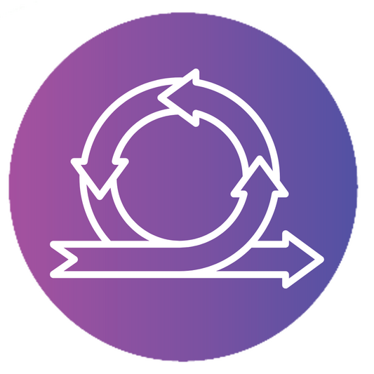 Optimization Arrows showing a cycle (circle), starting from the left, then continuing to point to right
